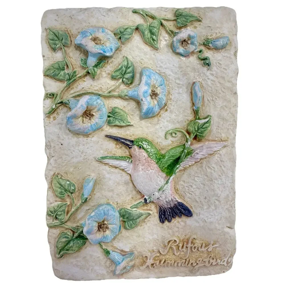 Avon Decorative Hummingbird Wall Plaques Set of‎ 3 Vintage 5x7 Floral Relief